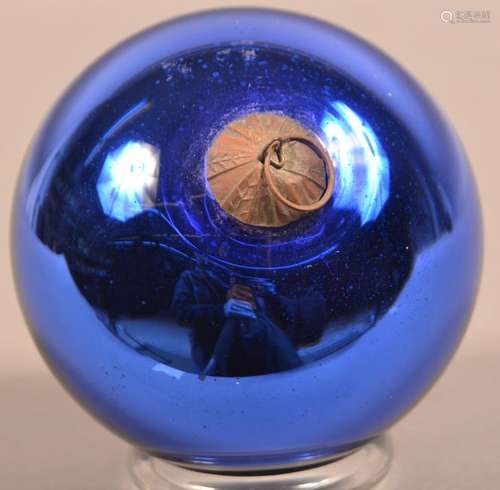 Antique French Cobalt Glass Ball Form Kugel.