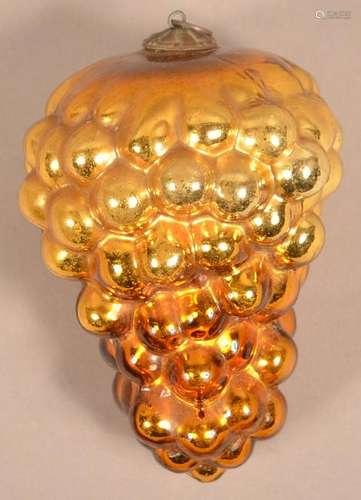 Antique German Gold Glass Cluster of Grapes Kugel.