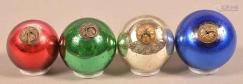 Four Antique German Glass Ball Form Kugels.