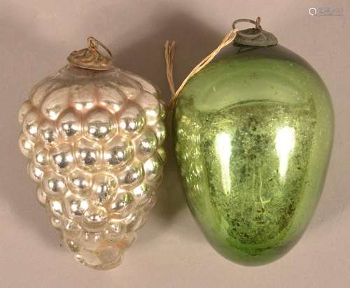 Two Antique German Glass Kugels.