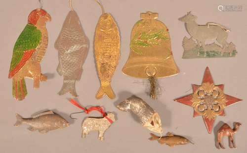 11 Antique Dresden Germany Christmas Ornaments.