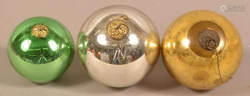 Three Antique German Glass Ball Form Kugels.