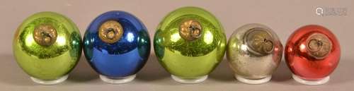 Five Antique German Glass Ball Form Kugels.