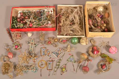 Lot of Antique/Vintage Glass and Tinsel Ornaments.