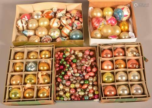 Lot of Vintage Glass Christmas Ornaments and Garland.