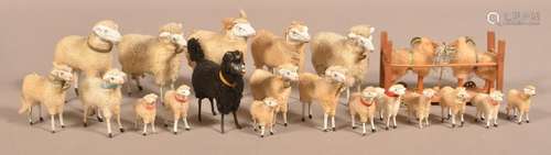 20 German Wood and Composition Sheep Figures.