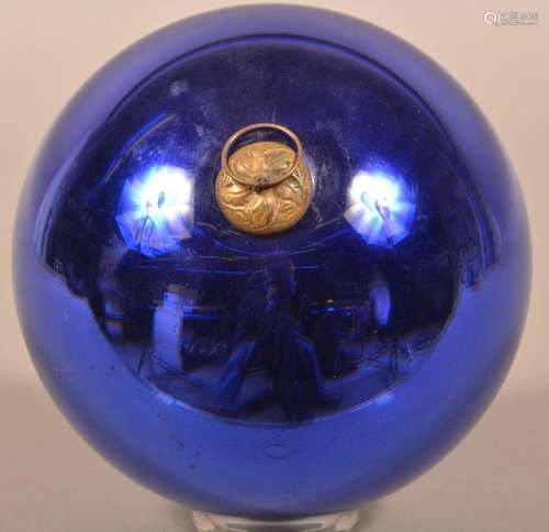 Antique German Cobalt Glass Ball Form Kugel.