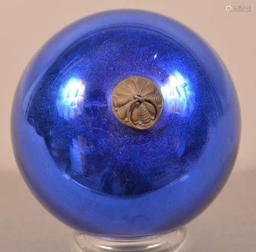 Antique German Cobalt Glass Ball Form Kugel.