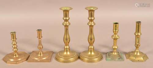 Lot of 18th and 19th Century Brass Candlesticks.