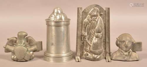 Four Antique Pewter and Tin Molds.