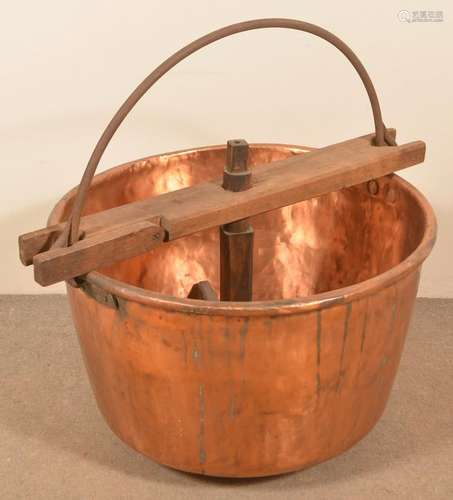 19th Century Pennsylvania Copper Apple Butter Kettle.