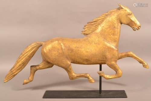 Full Bodied Copper Trotting Horse Weathervane.