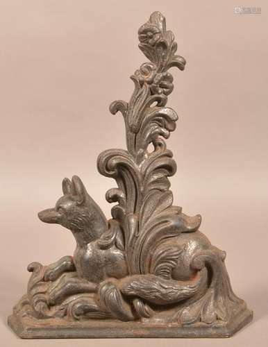 Vintage Cast Iron Fox in Foliate Doorstop.