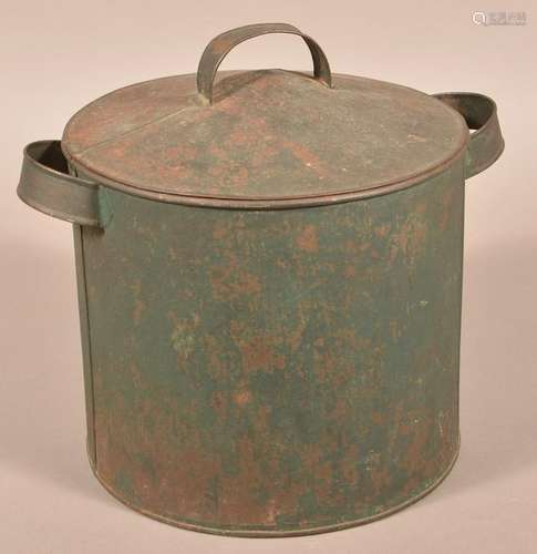 Antique Green-Painted Lard Tin.