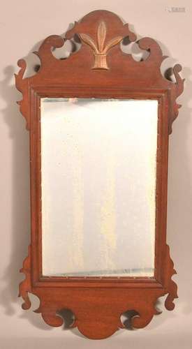 Chippendale Mahogany Frame Mirror.