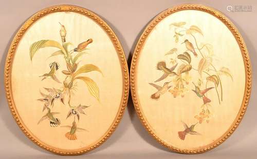 Pair of Antique Silk Thread Needleworks.