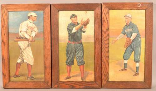 3 Framed Prints of Early 20th Century Baseball Players.