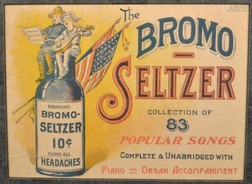 Vintage Bromo Seltzer Framed Advertising.