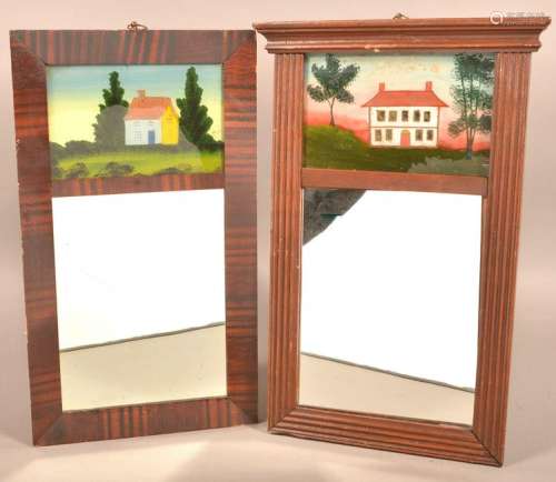 Two 19th Century Mirrors with Reverse Painted Tablets.