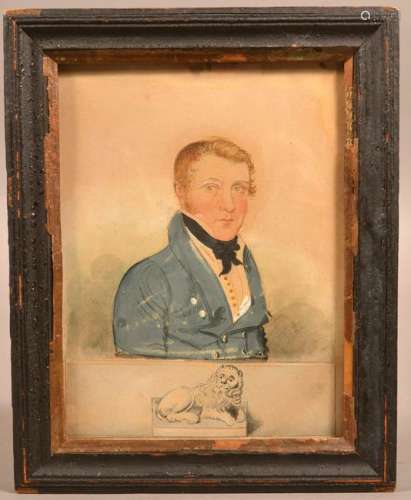 19th Century Watercolor Drawing of a Gentleman.