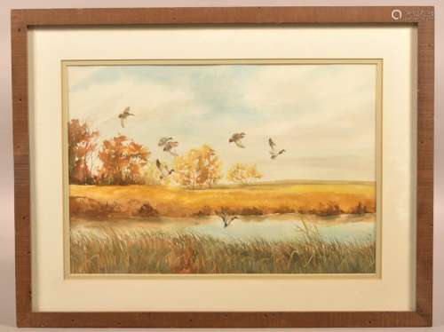 Watercolor on Paper Painting Titled Landing.