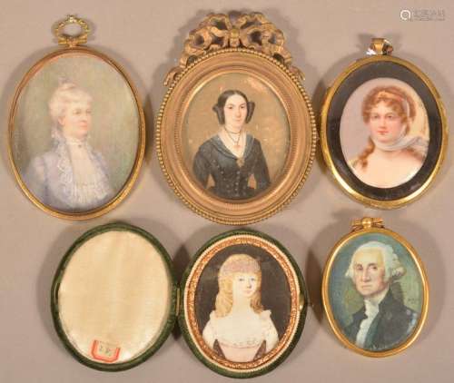 Five Antique Miniature Portraits.