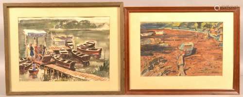 Two C.X. Carlson 1948 Watercolor on Paper Paintings.