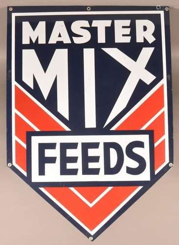 Large Master Mix Feed Enamel Advertising Sign.