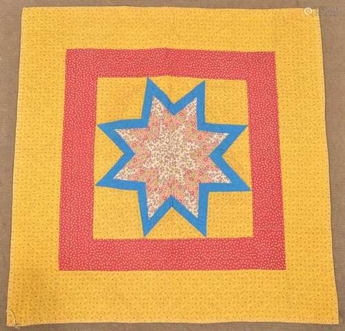 Antique 8-Pointed Star Pattern Patchwork Crib Quilt.