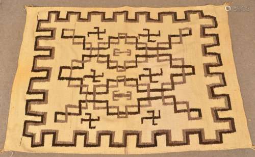 Vintage Geometric Pattern American Indian Blanket.
