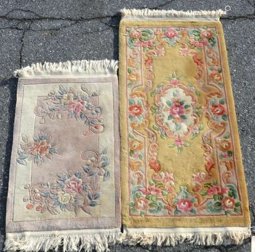 Two Chinese Pattern Modern Oriental Area Rugs.