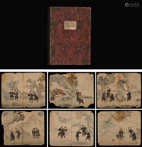 清代佚名（据传为顾见龙）手绘“百苗图”一组6张。