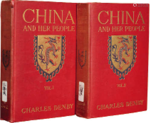 1910年美国原版初印田贝着《大清帝国映象》硬皮精装插图本（摄影画册）一套两册全。