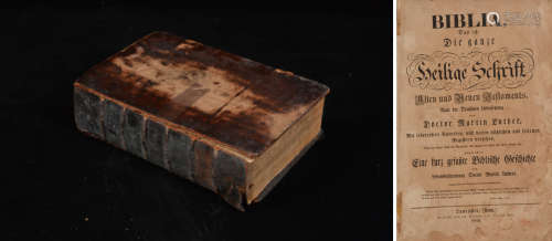 1819年美国Lancaster出版《马丁·路德宗教改革版圣经》 硬皮精装本一巨册。
