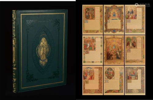 1859年巴黎Henri Charpentier出版《圣母玛利亚中世纪文艺复兴时期照明手稿彩色版画集》全金粉雕刻私人订制版硬皮精装本一册。