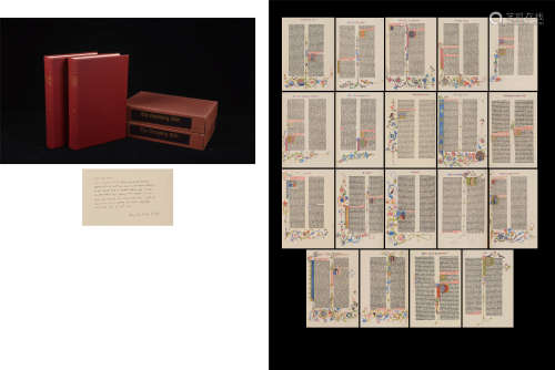 1961年宋美龄赠孔令仪重要礼品《古登堡圣经》豪华精装本一套两册全。