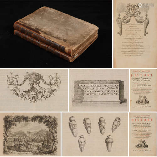 1734年荷兰Pieter De Hondt出版《古代荷兰的国王、公爵、伯爵及其皇家历史》硬皮精装本一套两册全。