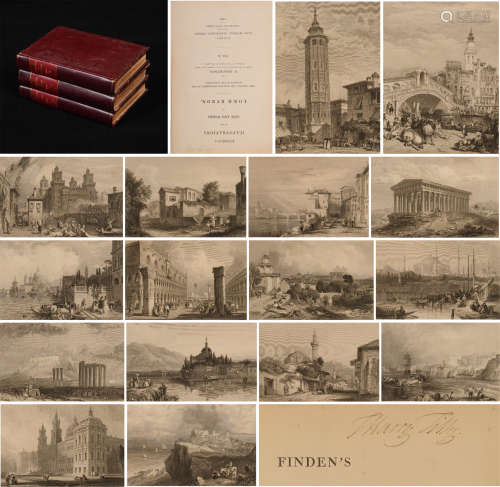 1833年伦敦John Murray出版《芬达绘拜伦版画全集》硬皮精装本一套3册全（本书作者亲笔签名本）。