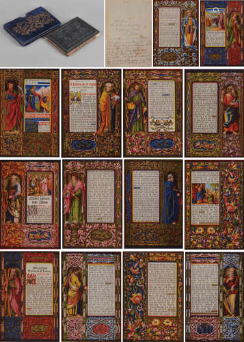 1848年伦敦Longman＆Co出版《耶稣的奇迹--中世纪的彩色照明艺术手稿》乌木精雕硬皮装帧本一函一册全（本书封面为19世纪英国著名插画家Henry Noel Humphreys亲自雕刻设计）。