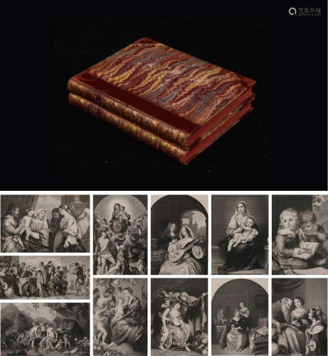 1850年伦敦出版《德累斯顿王室藏文艺复兴和古典艺术大师版画集》一套两册全。