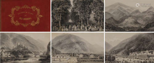 1850年法国巴黎出版《巴涅尔德吕雄及其周边地区的风景》红色硬皮精装本一册全。