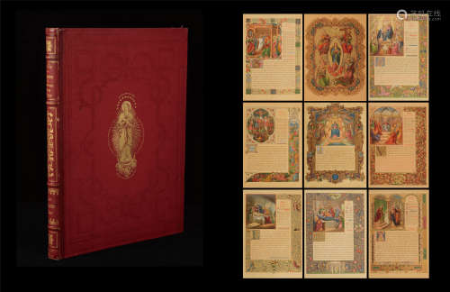 1859年巴黎出版《圣母玛利亚照明手稿彩色版画集》硬皮精装本一册。
