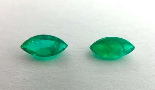 Natural 0.50cts Loose Emerald Pair. Marquise cut, AAA