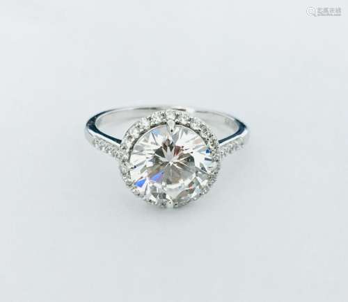 Leaf Motif 3.87 CT Diamond & White Gold Wedding Ring