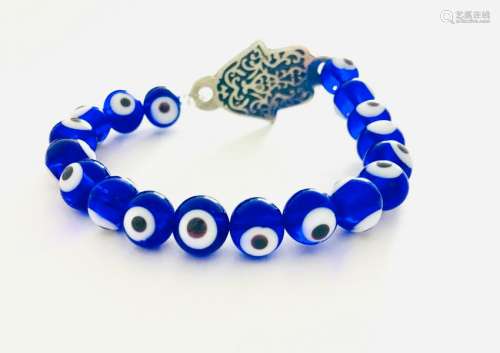 Ladies Hamsa Hand & Beaded Evil Eye Bracelet