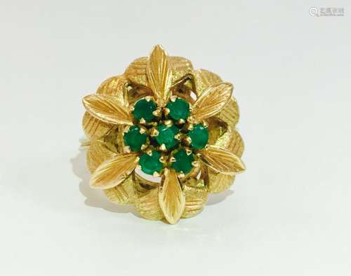 Vintage Open Flower Ladies Colombian Emerald Ring