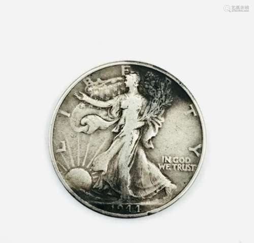 1944 walking liberty half dollar. 900 silver Coin.