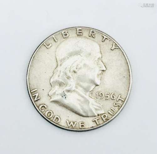 1956 Half Dollar Franklin Liberty 900 Silver Coin