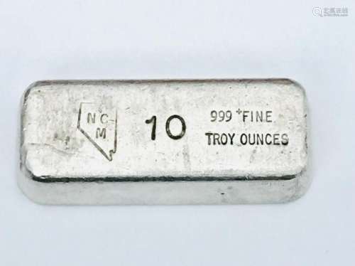 NCM 10 Ounce .999 Fine Silver Bar. Rare