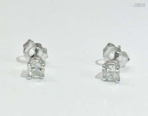 14K white gold, 0.50 CT old mine diamond earrings/studs